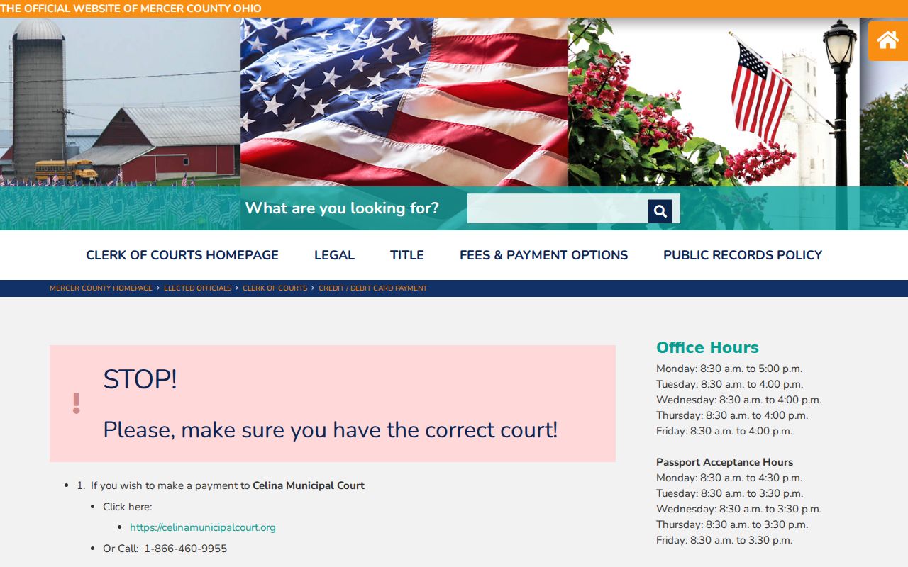 Mercer County case search clerk online payment page