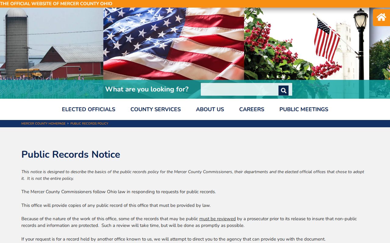 Mercer County case search public records policy page
