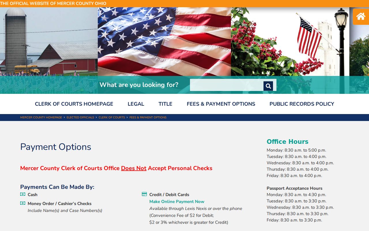 Mercer County civil court dockets clerk fees and payment information