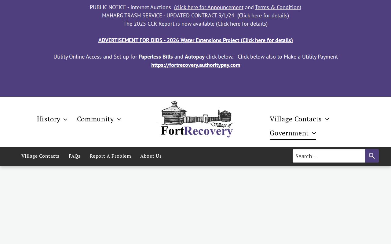 Fort Recovery court docket official village government information