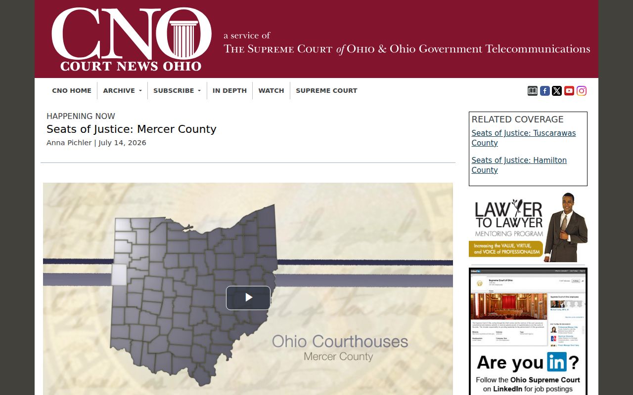 Mercer County court docket courthouse history source